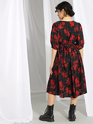 Image of KOTTY Polyester Fit and Flare Midi Women Dress