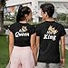 Matching Shirts for Couples Set for Him and Her The King His Queen T-Shirts Matching Outfits 51 Women L/Men XXL Black