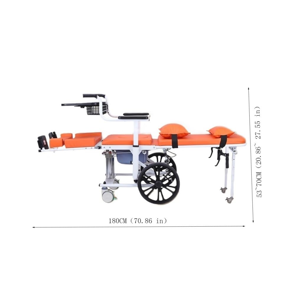chodzik rollator Łóżko dla osób niepełnosprawnych, łóżko wielofunkcyjne, do użytku wewnątrz i na zewnątrz, z funkcją pchania i leżenia, regulowane do podnoszenia Chodziki dla seniorów(Grijs)