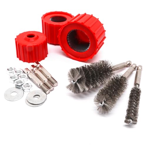 Image of 6pcs Set Bore Brush for Drill, 1 /4 inch Hex Shank Stainless Steel Twisted Wire Brush for Drill, 3pcs Tube Pipe Cleaner for Rust & 3pcs Copper Pipe Cleaner