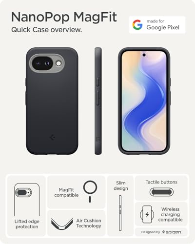 Image of Spigen for Google Pixel 10a (2026) Case, Nano Pop MagFit MagFit, Enhanced Grip, Pixelsnap Ready (TPU+Poly Carbonate) - Black Sesame
