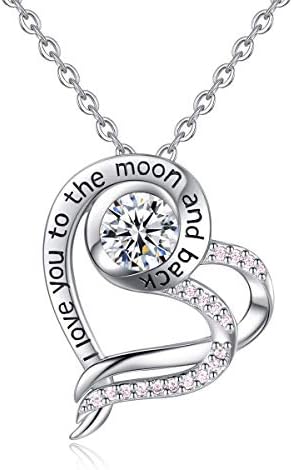 CELESTA I Love You to the Moon and Back Necklace Women Sterling Silver Jewellery Mum Daughter Birthday Present Valentines Day Gifts for Her