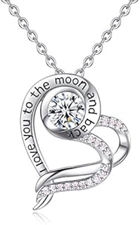 CELESTA I Love You to the Moon and Back Necklace Women Sterling Silver Jewellery Mum Daughter Birthday Present Valentines Day Gifts for Her