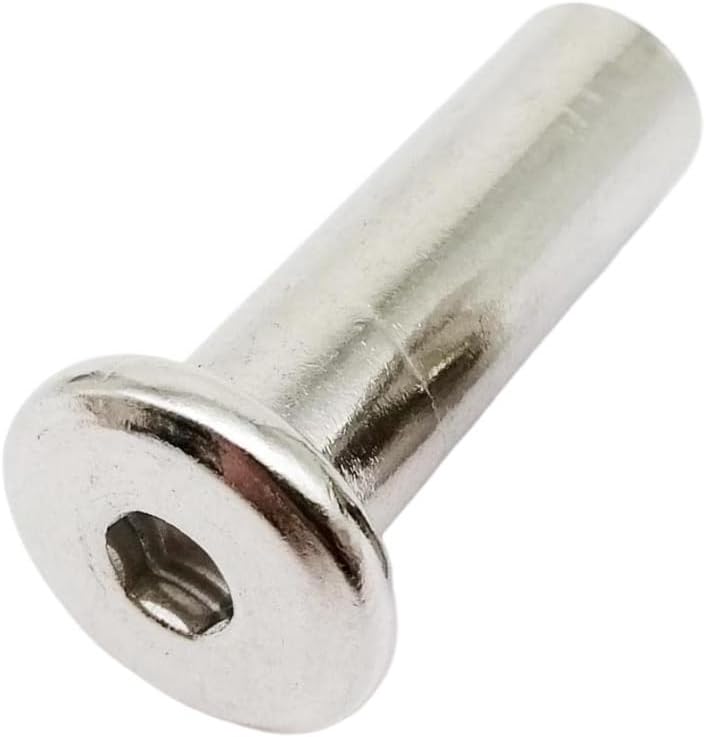 Rivets,Chicago Screws, 304 Stainless Steel Large Flat Hex Hexagon Socket Head Furniture Rivet Connector 1-5pcs(1pc M6x55mm)