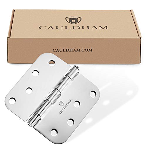 Cauldham (12 Pack) Heavy-Duty 4" Interior Door Hinges With 5/8" Radius Corners - Polished Chrome #TOP4