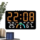 Orologio con schermo grande, sveglia notturna intelligente, orologio digitale da 6,8 pollici con indicatore di comfort, display a LED luminoso, numeri chiari da scrivania, design moderno del tavolo de