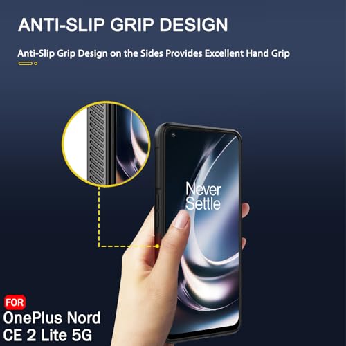 Image of TheGiftKart Liquid Silicon Back Cover Case for OnePlus Nord CE 2 Lite 5G | Shockproof Military Grade Protection | Micro-Fibre Cloth On Inner Side | Built-in Anti-Slip Grip Back Cover (TPU, Black)