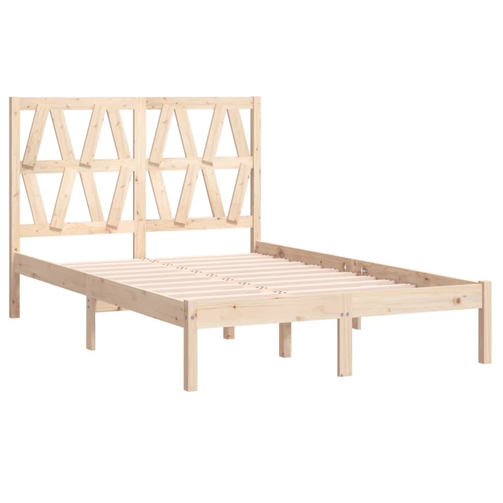 Lite sosnowe Klasyczna rama łóżka Podwójna Brąz 135x190 cm | Rama łóżka sosnowa 135x190 cm podwójna lite drewno z zagłówkiem solidna