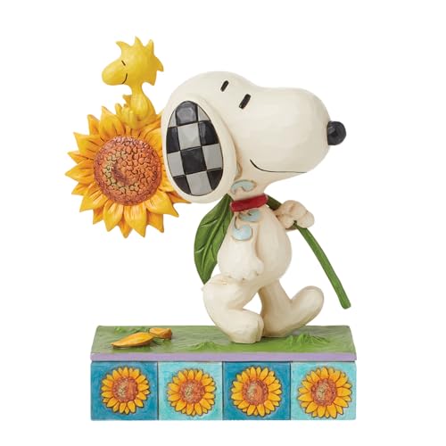 Enesco Peanuts by Jim Shore Snoopy and Woodstock with a Sunflower Figurine 5.71 Inch Multicolor