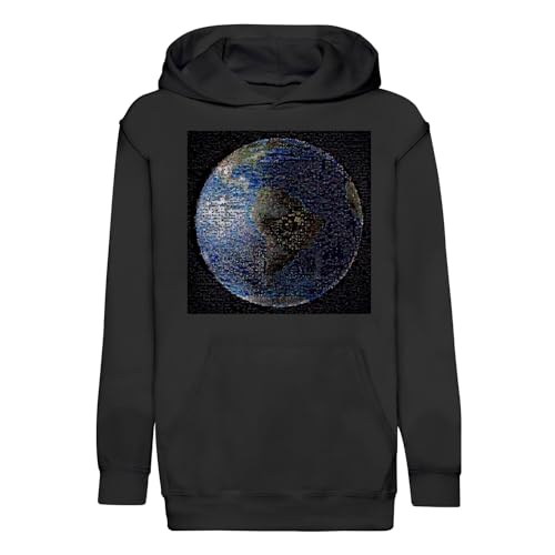 Sweat à capuche enfant art pixel Terre mosaïque photo vêtement premium