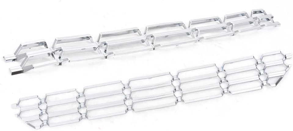PIT66 2Pcs Grille Inserts Chrome Compatible with Chevy Silverado 1500 2016 2017 2018 Grill Guard Cover Snap On