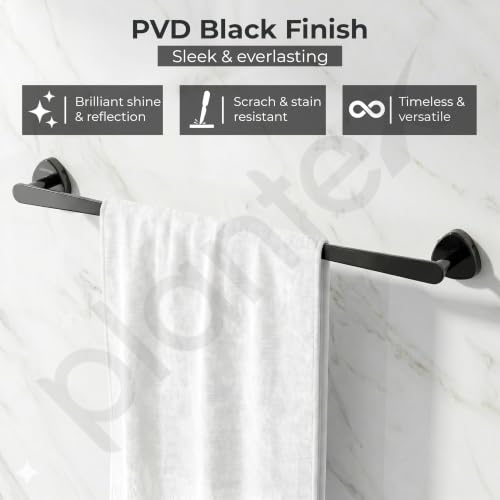 Image of Plantex J4 Stainless Steel 24 Inch Single Towel Rod for Bathroom /Towel Holder in Bathroom /Towel Holder /Bathroom Accessories (PVD Black Finish) Angel