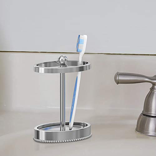 Nu Steel 18/8 Stainless Steel Chic Beaded Toothbrush Holders Storage, Bath Collection, Bathroom Vanity Countertops Shiny Finish #TOP1