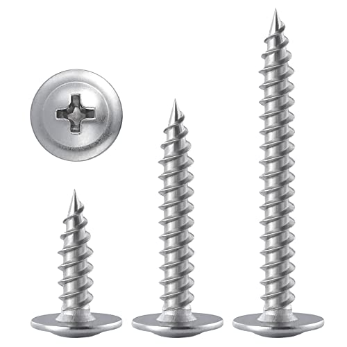 Wensilon JWBXG005 200 Pcs)#8×1-1/4 Inch Phillips Truss Head Wood Screws Stainless Steel 410 Quick Metal Self Tapping thumb #4