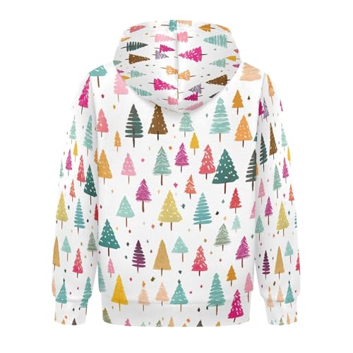 Kids Hoodies Sweaters Christmas Xmas Trees Hooded Sweatshirts with Big Pockets for Boys Girls B04002862