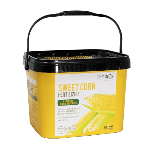 HyR BRIX Slow-Release 16-7-10 Sweet Corn Fertilizer 20lb Bucket - Corn Food with Calcium & Sulfur - Essential Micronutrients for Big Uniform Ears & Sweet Flavor