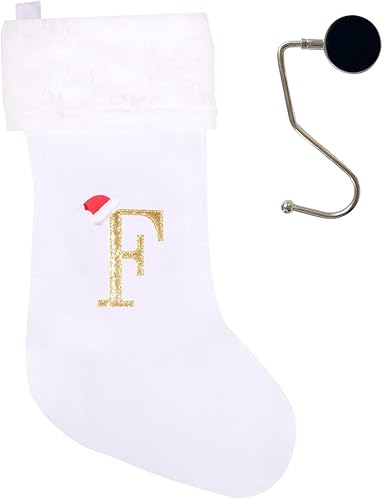 Vista 104 de Medias de Navidad con monograma de 20 pulgadas con letras, medias de Navidad súper suaves, medias grandes con monograma, medias de letras rojas