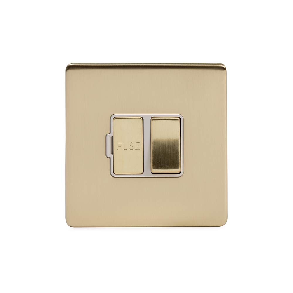 Soho Lighting Black/White Brushed Brass 13A Switched Fused Spur (Fcu) Wht Ins Screwless