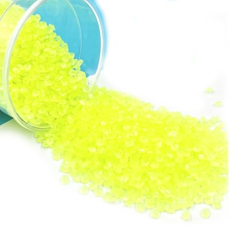 KKlewu 夜光石 1kg入れ 蓄光石 アクアリウム グローロック ミニ発光石 飾り石 金魚鉢アクセサリー DIY 装飾 花瓶飾り 水槽 (蛍光カラー, 3〜5mm(約4万個))