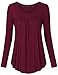 Vinmatto Women's Long Sleeve Scoop Neck Pleated Tunic Shirt(XXL,C-Wine Red)