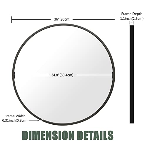 Beautypeak Circle Mirror Black 36 Inch Wall Mounted Round Mirror With Brushed Metal Frame For Bathroom, Vanity, Living Room, Bedroom, Entryway Wall Decor (Black, 36 Inches) #TOP2