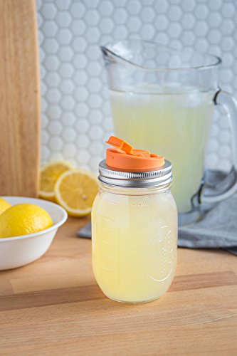 Jarware Drink, Orange Lid For Regular-Mouth Mason Jars #TOP5