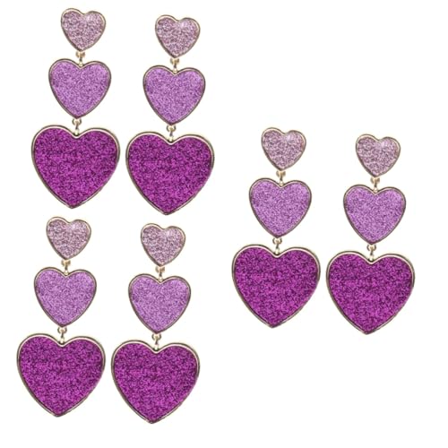 Pendientes de tres corazones para bodas y vestidos de fiesta elegantes