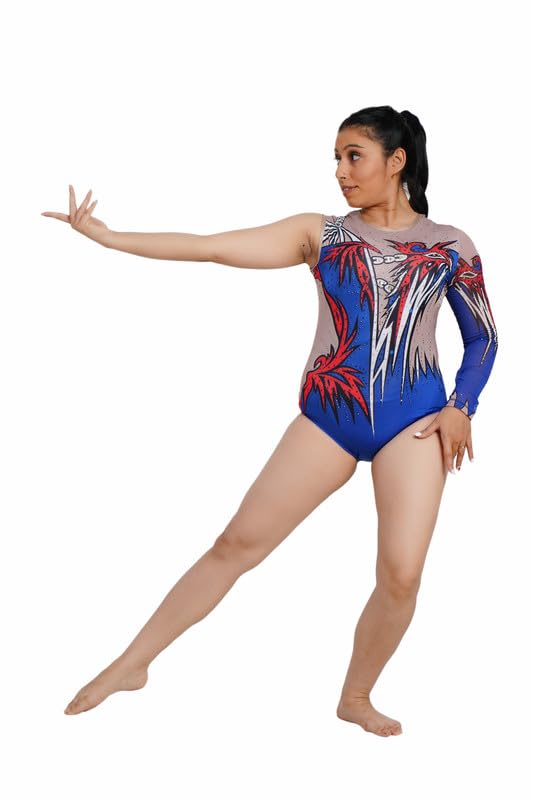Swades Sports Girls’ & Women’s Sleeveless Rhythmic Leotard | Vibrant Red & Blue Stretch Bodysuit for Gymnastics, Dance, Yoga, Acrobatics, Mallakhamb & Performance (Toddlers, Kids, Adults)-image-39