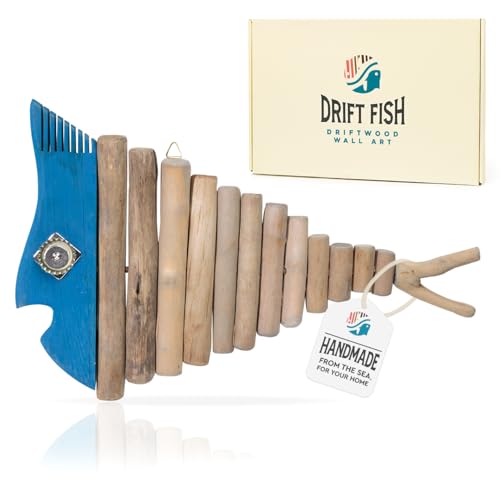 Driftwood Fish Nautical Wall Decor - Handmade Wooden Rustic Coastal