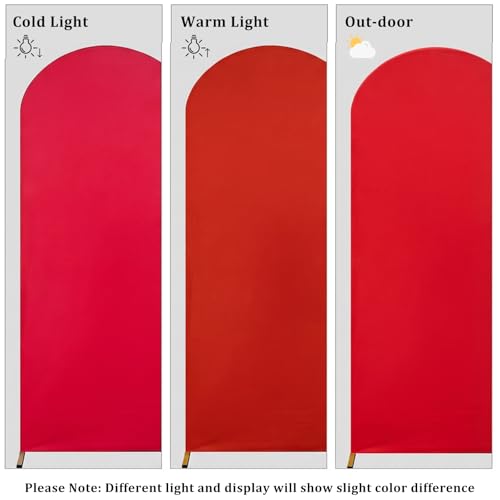 U+U 7.2FT Wedding Arch Cover Spandex Arch Backdrop Cover for Birthday Party Ceremony Banquet Decoration (Red, 7.2FT) by U+U - Used condition - Image 6