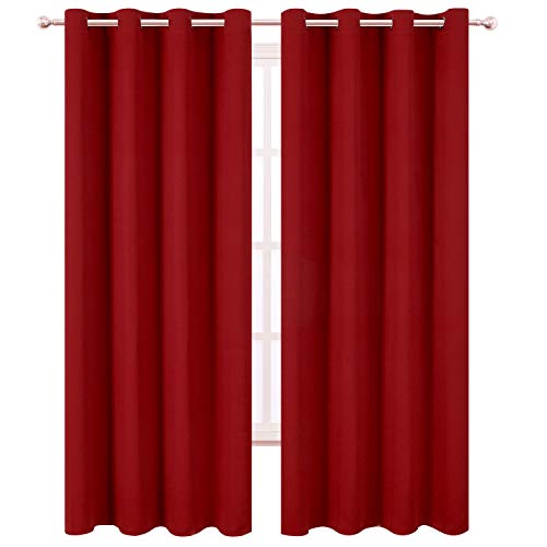 Image of LEMOMO Blackout Curtains 66 x 95 inch /Red Curtains Set of 2 Panels /Thermal Insulated Room Darkening Bedroom Curtains