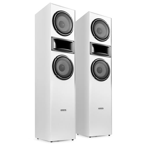 Fenton SHF700W Altavoz HiFi Columna - Blanco, Potencia de 400 Wmax, woofer de 2 x 6,5', tecnología de 3 vías, terminales de Tornillo de Metal, Patas Antideslizantes, Ideal para HiFi y Cine en casa