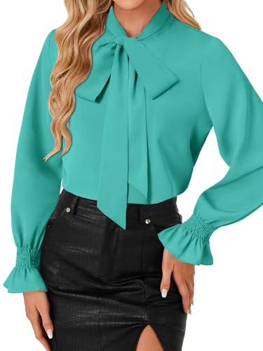 Image of LYANER Women's Bow Tie Neck Business Work Blouse
