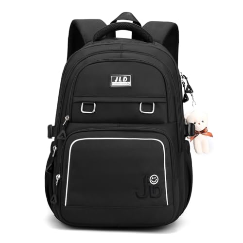 Mochila casual feminina de grande capacidade, bolsa escolar para estudantes, pode acomodar bolsa para laptop de 15,6 polegadas CUTBLAJAT-9502 (Preto)