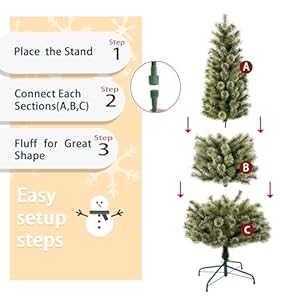 6ft pencil hinged christmas tree slim prelit pvc with metal stand250 led lights323 branch tips brockton cashmere pine tree easy assembly for indoorhome  urban country home decor