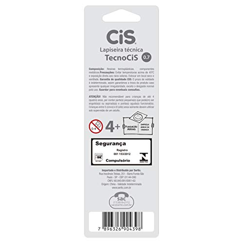 Lapiseira Técnica Tecnocis 0.7 mm Lilás Blister Lapiseira CIS, Lilás