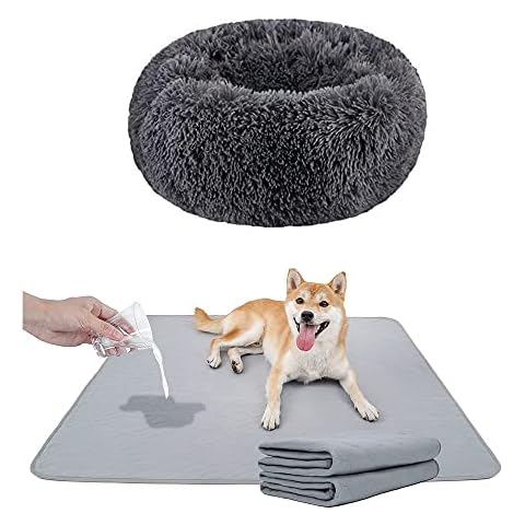 BODISEINT Round Pet Bed for Dogs or Cats and Washable Pee Pads Cover