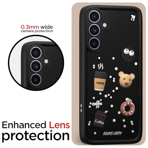 Image of Amazon Basics Back Cover for Samsung Galaxy A34 5G | Cute Fun Cartoon 3D Bear Silicone Full Body Protection Bumper case (Black)