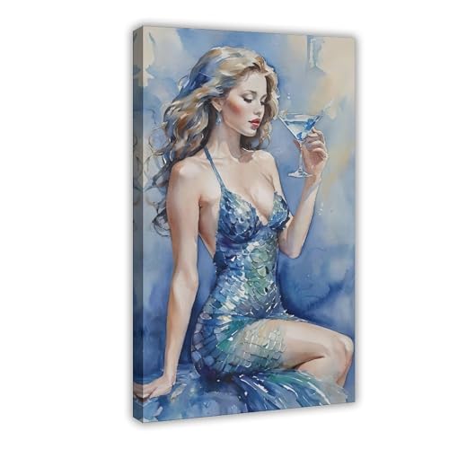 Impression sur toile The Tipsy Mermaid B. Collins - Cadre suspendu 50x75 cm