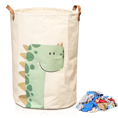 Cesti portaoggetti 30 x 50 cm, in cotone impermeabile, cesto per biancheria, cesto pieghevole in tela per cestini, per la cameretta dei bambini, per la camera da letto, per la biancheria (Dinosauro