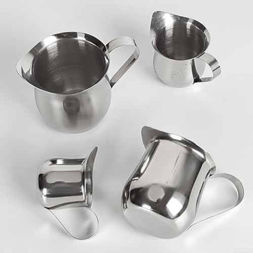 Taza de espuma de leche de acero inoxidable para latte de 2 onzas, 3 onzas, 5 onzas, 8 onzas, esencial para una gran experiencia de café (150 ml)
