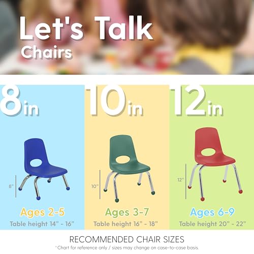 Image of Factory Direct Partners 10 inch School Chairs, Stackable Kids Classroom Chair, Set of 6 Stacking Preschool Chair with Ball Glides For Daycare and Early Childhood Learning Centers, Assorted Colors