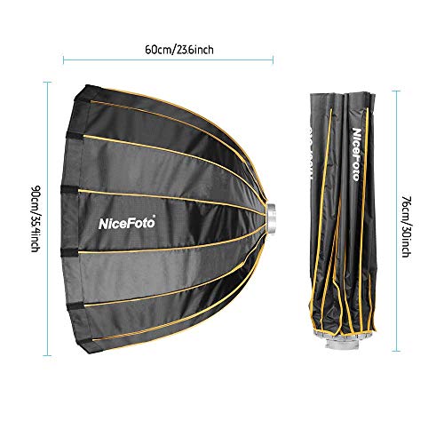 Nicefoto Led 35Inch/90Cm Quick Set-Up Folding Deep Parabolic Umbrella Softbox Photography Studio Softbox With Grid Carry Bag 90Cm For Photo Studio Lighting Flash For Nicefoto,Falconeyes #TOP5