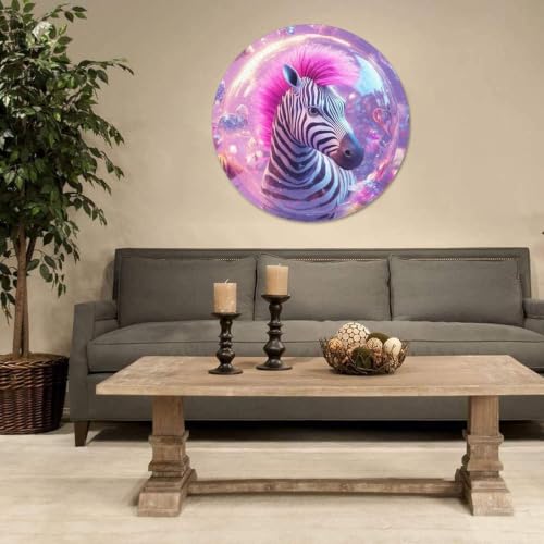 Puzzle de 1000 piezas redondo con diseño de cebra rosa para relajación y decoración en casa 5