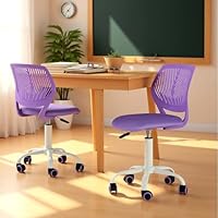 FurnitureR Schreibtischstuhl Schule Hohenverstellbar Drehbar Ohne Armlehnen Stoff Sitz PP Ruecken 130kg SGS Rollen