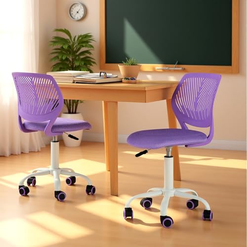 FurnitureR Schreibtischstuhl Schule Hohenverstellbar Drehbar Ohne Armlehnen Stoff Sitz PP Ruecken 130kg SGS Rollen