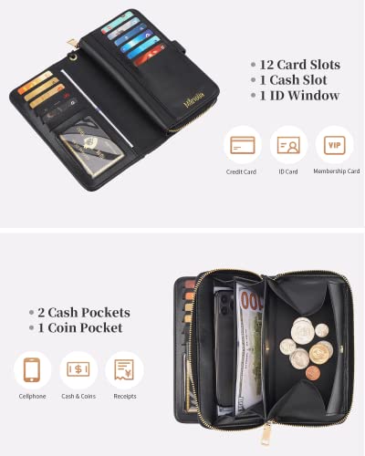 Marvolia Wristlet Wallets For Women - Rfid Blocking Wallet Printed Clutch Wallet Pu Leather Card Holder Ladies Wallet Zip Around Wallets - Blooming Flowers #TOP4