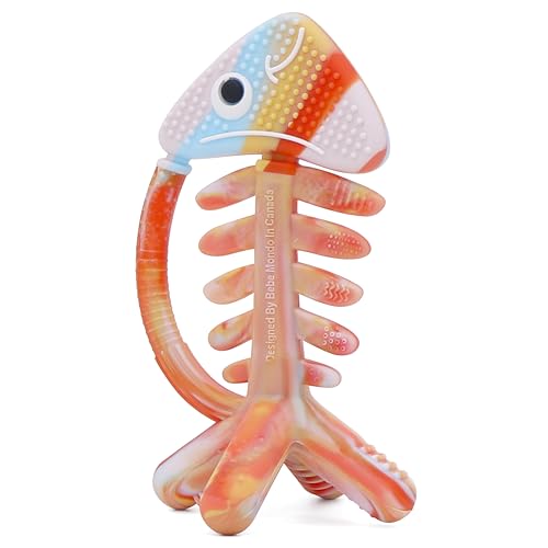 Image of 3 in 1 Infant Toys, Baby Teething Toys 3–6 6–12 Months, Teethers for Babies 0–3–6–12 Months for Teething Relief, Baby Gift, Baby Teether Toys, Silicone Sensory Toys,USA Patent Pending, Fish (Rainbow)