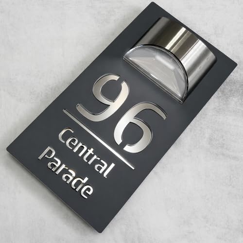 House Numbers Plaques With Solar Light House Numbers Door Signs Door Number For Wall Name For Outside Grey and Mirrored Silver