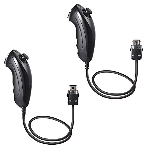 Wii Nunchuck Controller, Modeslab 2 Pack Nunchuk Controllers Replacement Remote Joystick Gamepad Controller Compatible With Wii Wii U Console(Black) #TOP4